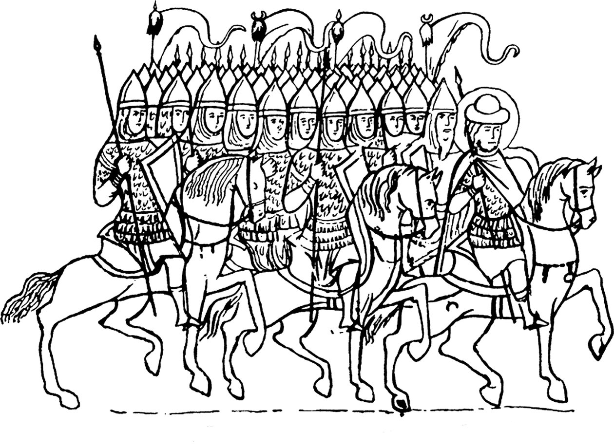 Druzhina von Prinz Boris aus der Geschichte der Heiligen Boris und Gleb von Unbekannt