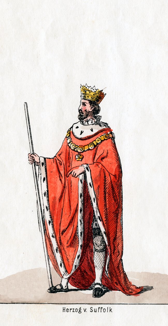 Herzog von Suffolk, Kostümentwurf für Shakespeares Stück, Heinrich VIII, 19. Jahrhundert von Unbekannt