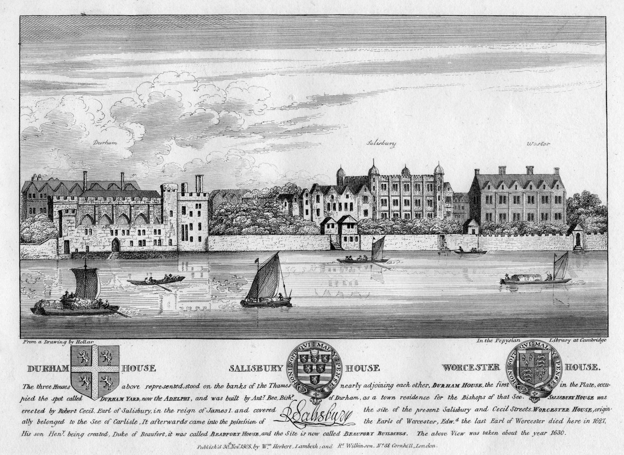 Durham House, Salisbury House und Worcester House, London, ca. 1630 1808 von Unbekannt