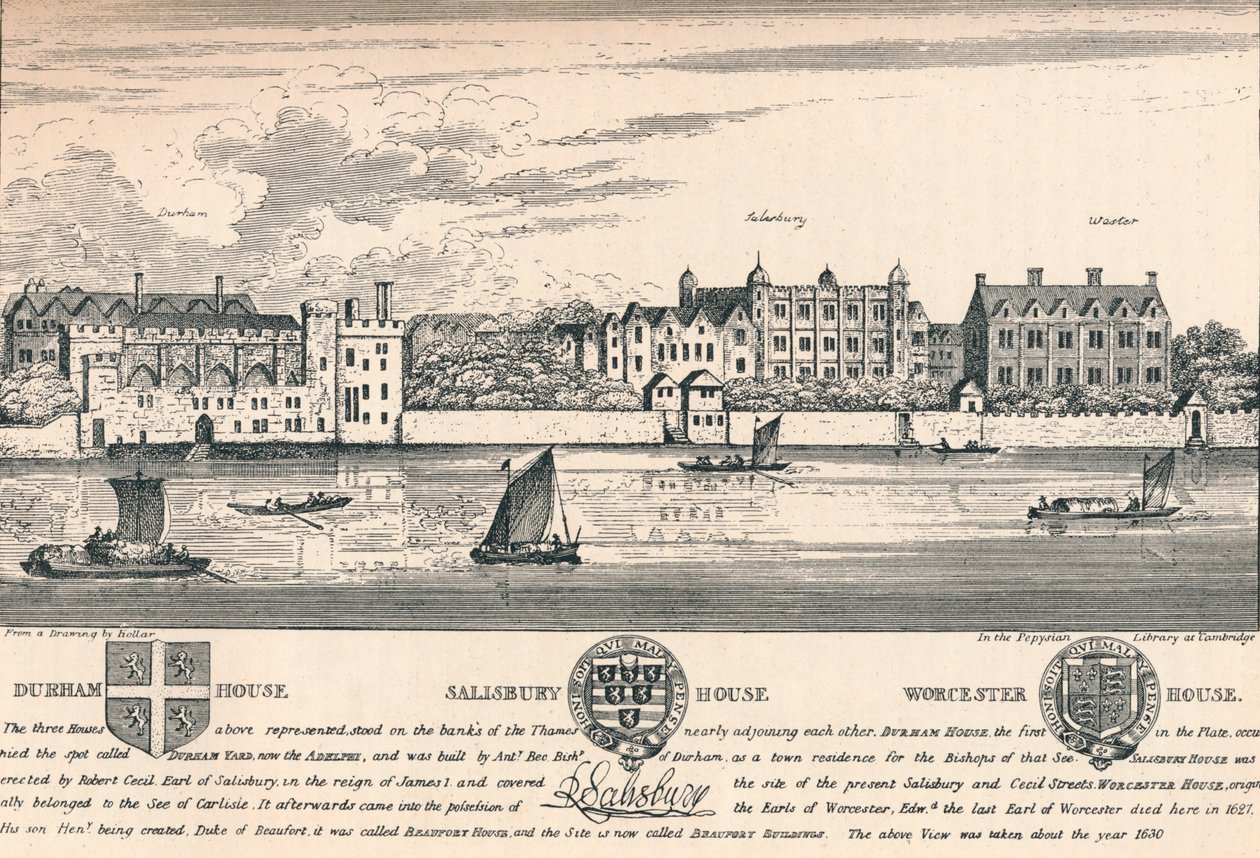 Durham House, Salisbury House und Worcester House, London von Unbekannt