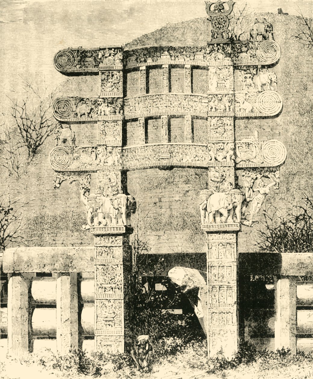 Osttor der Großen Stupa von Sanchi, 1890 von Unbekannt