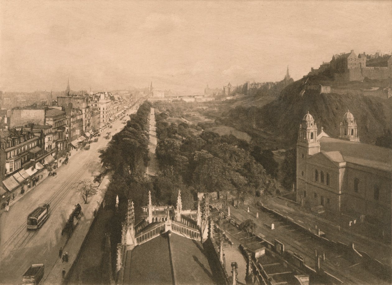 Edinburgh, Blick auf den Calton Hill vom Westende der Princes Street, 1902 von Unbekannt