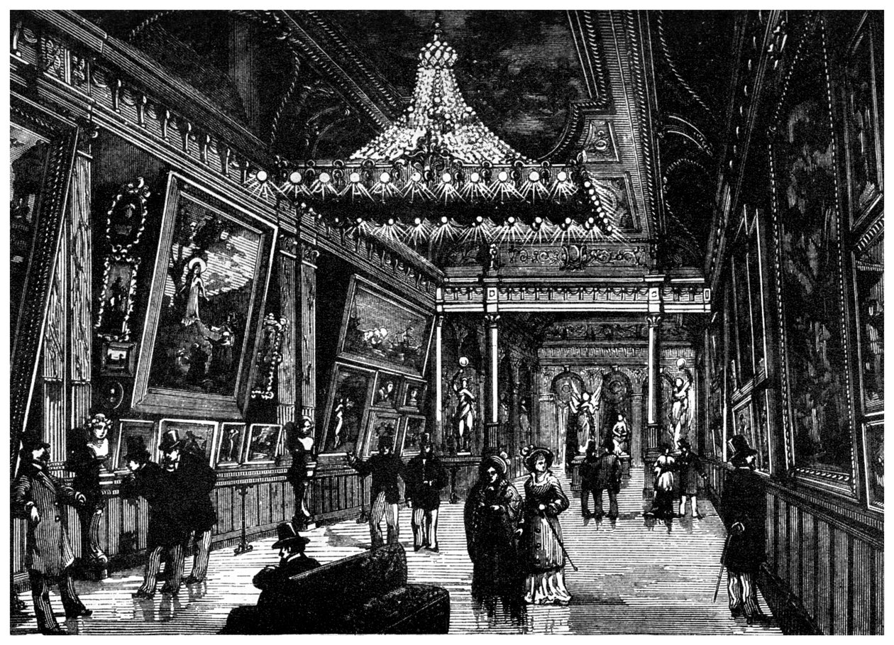 Edisons Glühlampen erleuchten eine Kunstgalerie in New York, 1882 von Unbekannt