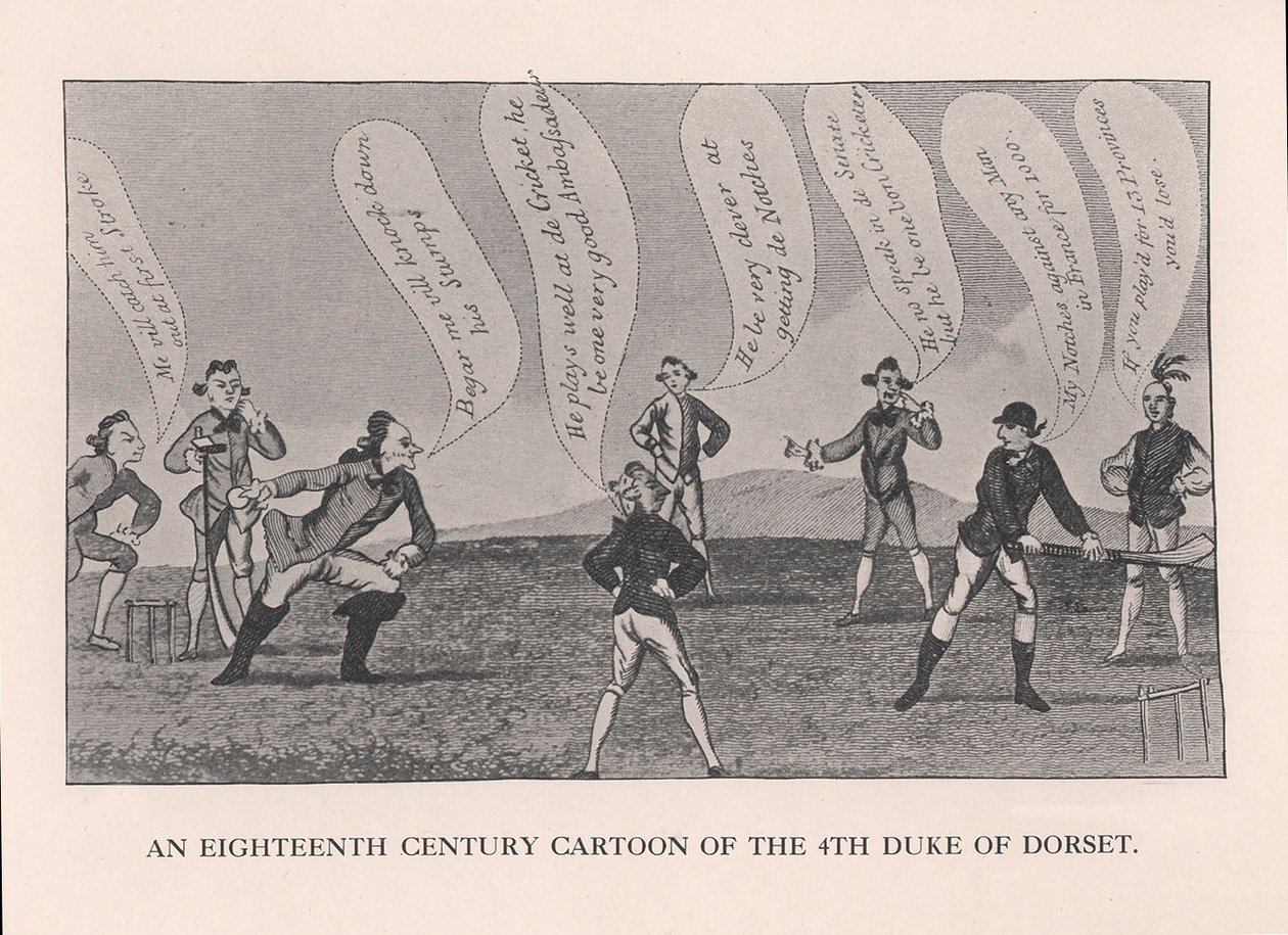 Edward Sackville 1591-1652, 4. Herzog von Dorset, beim Cricketspielen, 18. Jahrhundert 1912 von Unbekannt