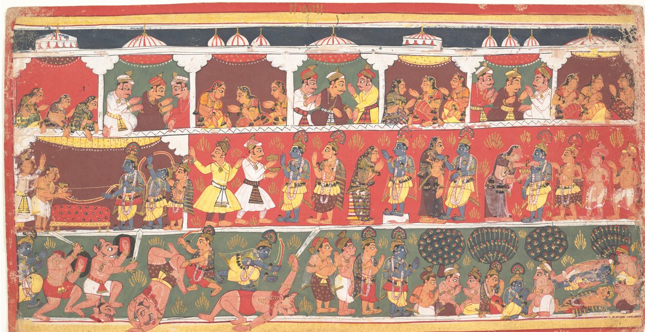 Begegnungen in Mathura: Seite aus einem verstreuten Bhagavata Purana von Unbekannt