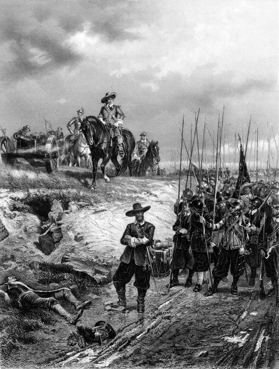Englischer Bürgerkrieg: Oliver Cromwell 1599-1658 in der Schlacht von Marston Moor, 2. Juli 1644 von Unbekannt