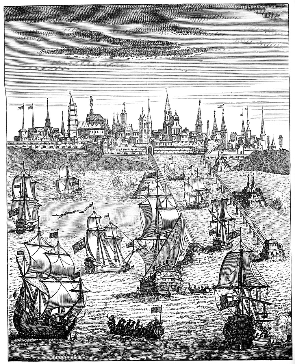 Englisches Geschwader transportiert Truppen zur Übernahme von Dünkirchen, 1708, 1894 von Unbekannt