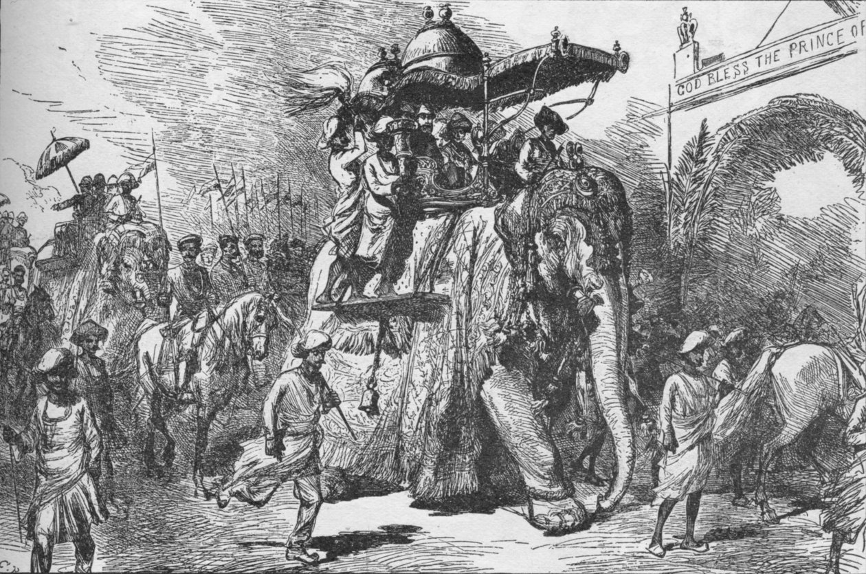 Einzug des Prinzen von Wales in Baroda, Indien, am 9. November 1875, 1908 von Unbekannt