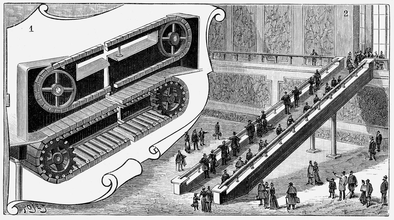 Rolltreppe am Bahnhof Cortland Street der Pennsylvania Railroad Company, New York, 1893 von Unbekannt