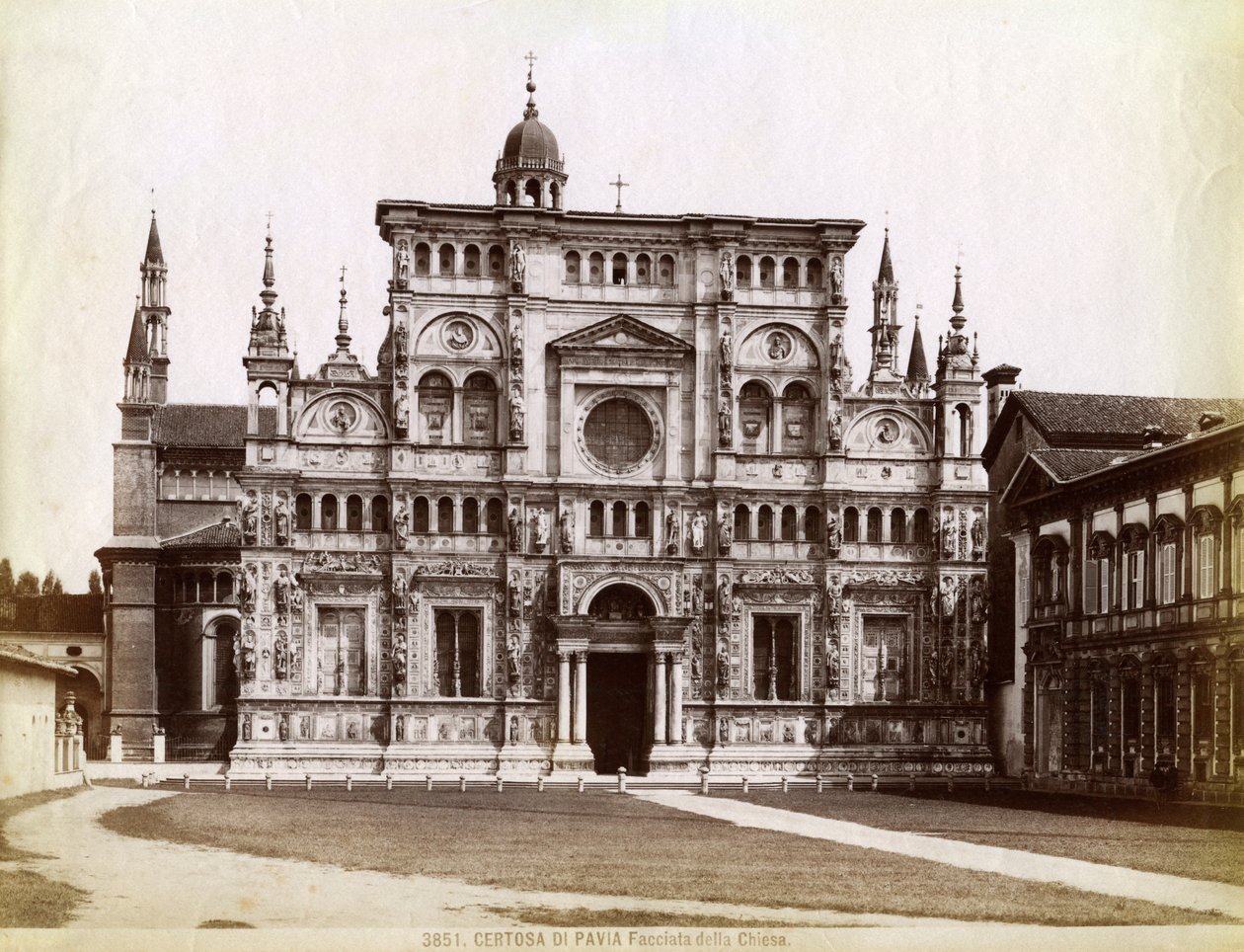 Fassade, Kirche der Certosa di Pavia, Kartause von Pavia, Lombardei, Norditalien, 1890 von Unbekannt