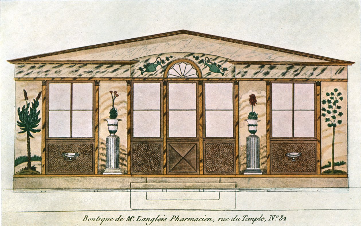 Fassadenmalerei der Apotheke Langlois, Paris, Frankreich, 1928 von Unbekannt