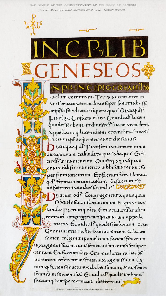 Faksimile des Beginns des Buches Genesis, 1840 von Unbekannt