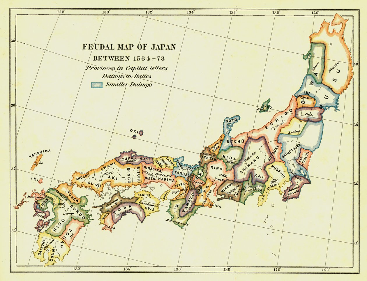 Feudalkarte von Japan zwischen 1564-73, 1903 von Unbekannt