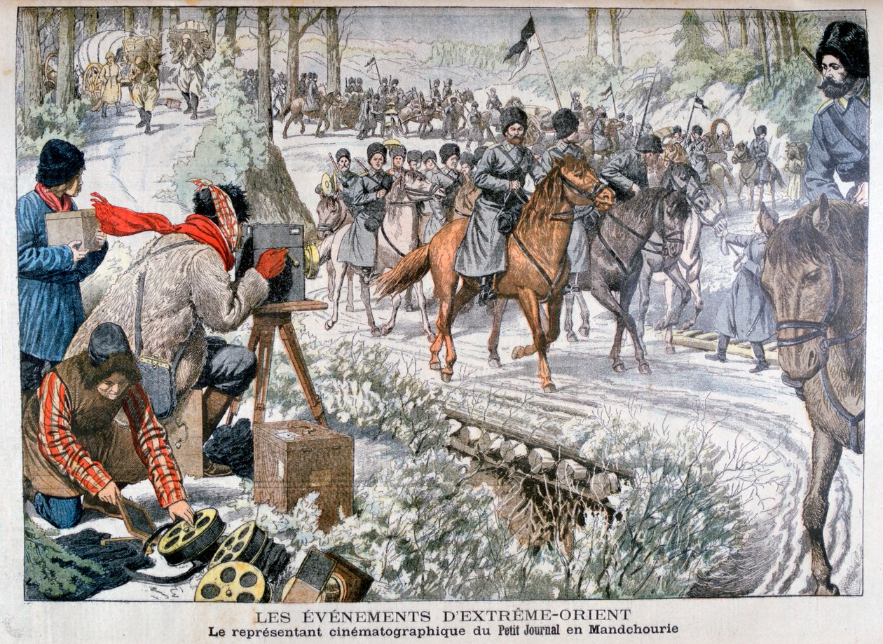 Dreharbeiten in der Mandschurei während des Russisch-Japanischen Krieges, 1904 von Unbekannt