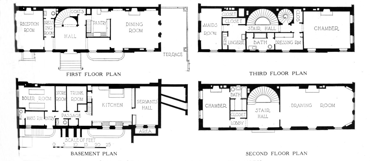 Grundrisse, Haus von Mrs. WK Vanderbilt, New York City, 1924 von Unbekannt