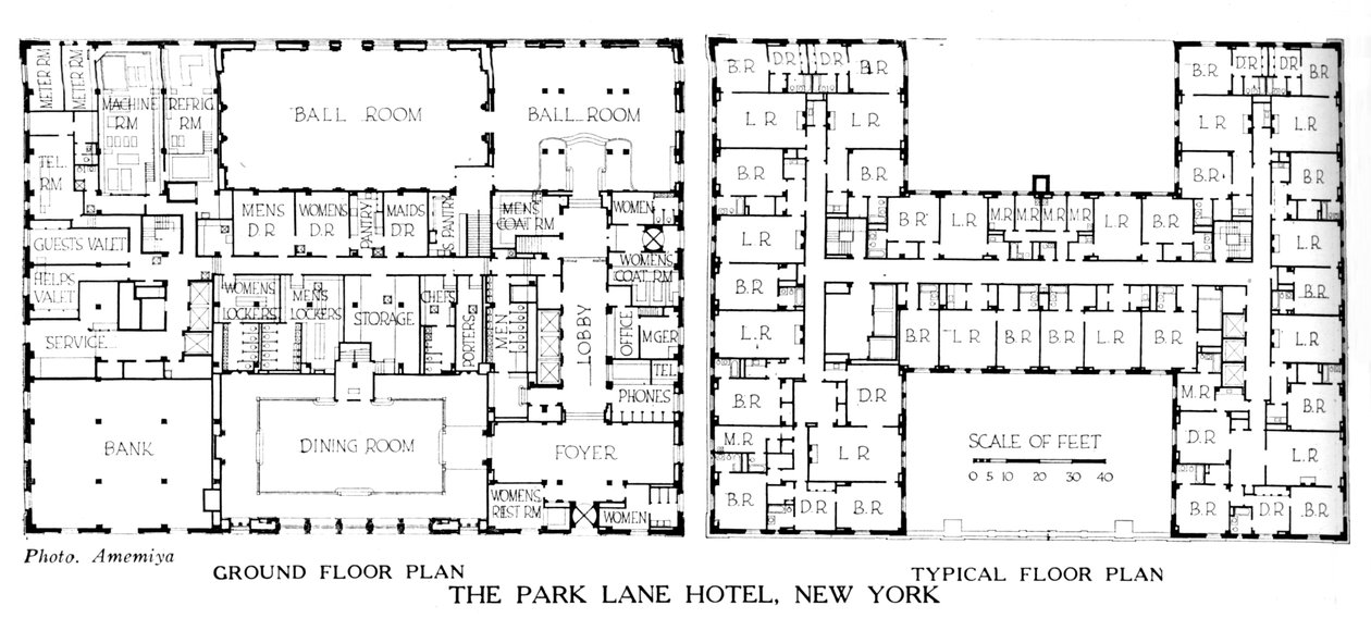 Grundrisse, Park Lane Hotel, New York City von Unbekannt