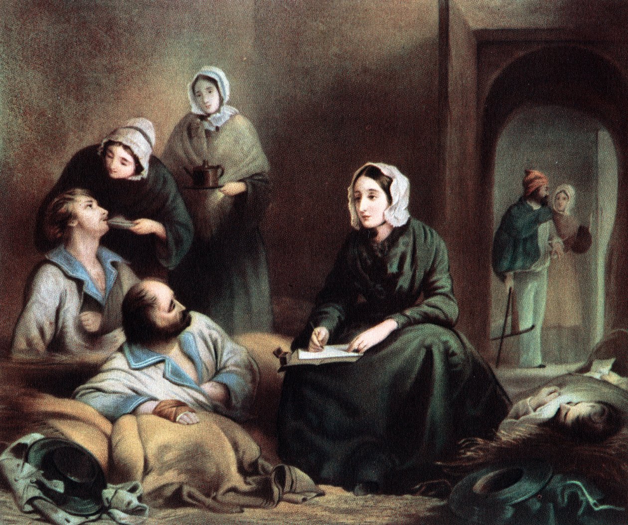 Florence Nightingale, britische Krankenschwester und Krankenhausreformerin, im Scutari-Krankenhaus, Türkei, 1855 von Unbekannt