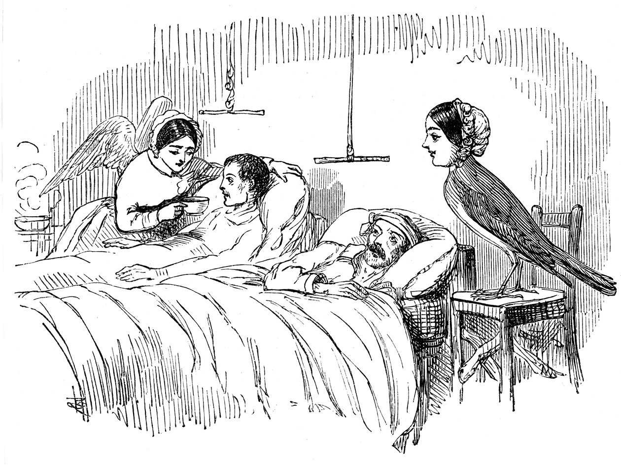 Florence Nightingale beobachtet eine Krankenschwester bei der Arbeit, 1854 von Unbekannt