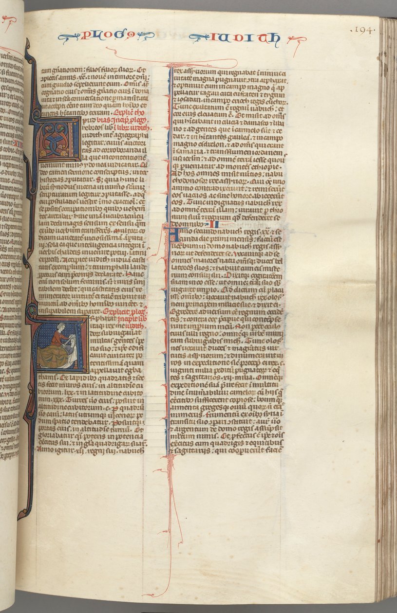 Fol. 194r, Judith, historiierte Initiale A, Judith enthauptet Holofernes, um 1275-1300 von Unbekannt