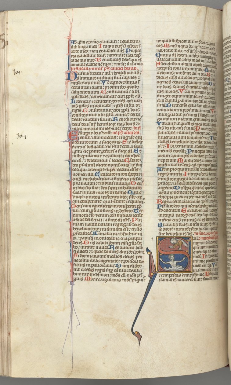 Fol. 224v, Psalm 68, historiierte Initiale S, David im Wasser, der zu Gott oben fleht von Unbekannt