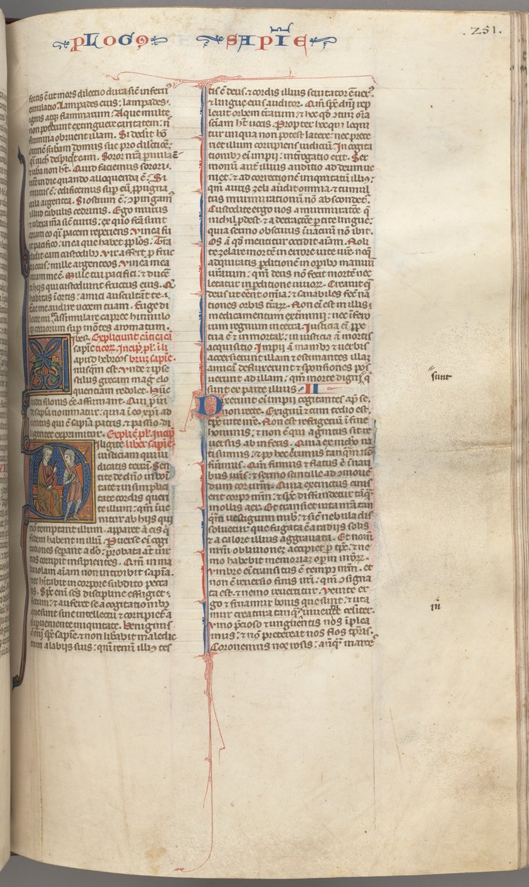 Fol. 251 r, Weisheit, historisierte Initiale D, Salomo unterweist einen Soldaten, ca. 1275-1300 von Unbekannt