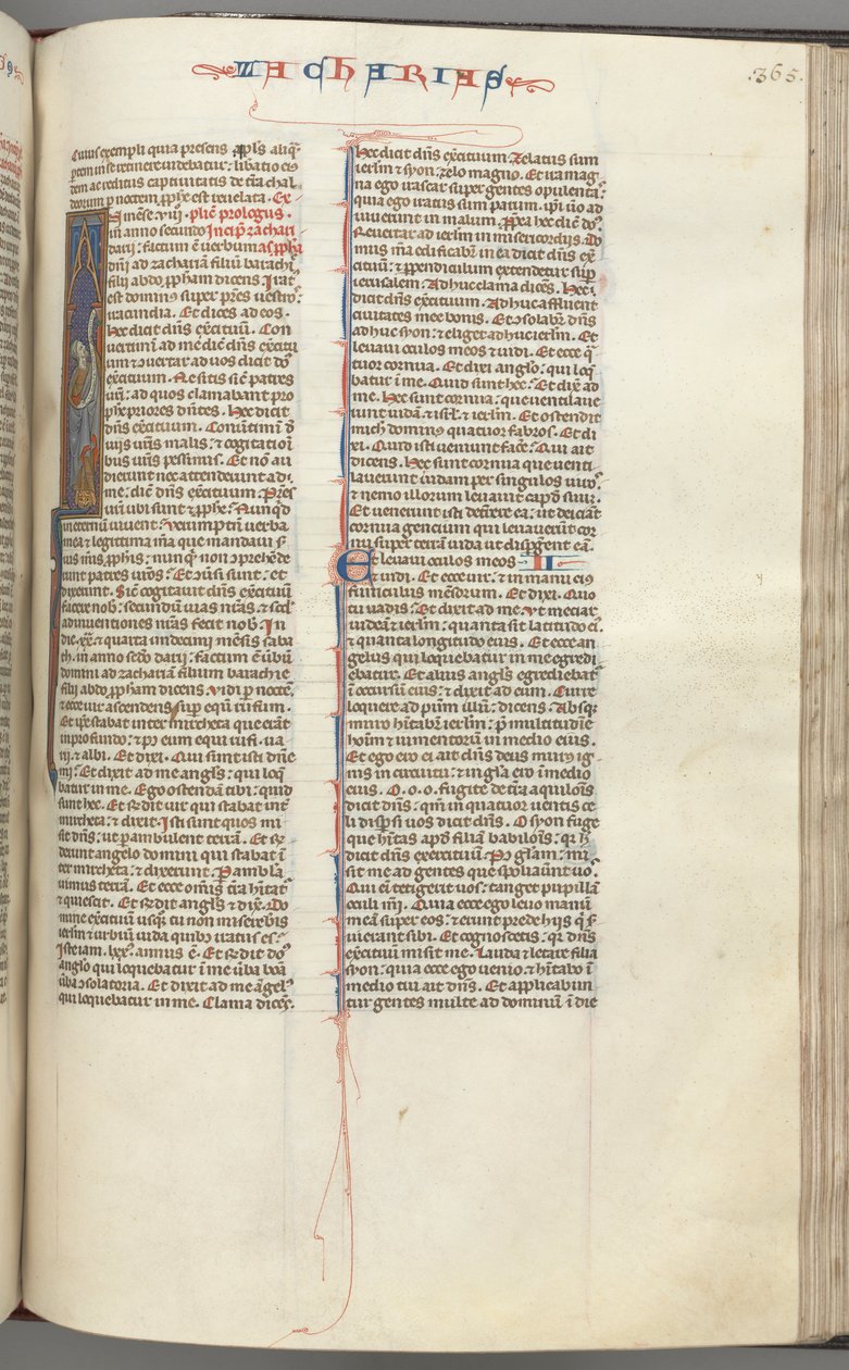 Fol. 365r, Zacharias, historiierte Initiale I, Zacharias mit einer Schriftrolle, ca. 1275-1300 von Unbekannt
