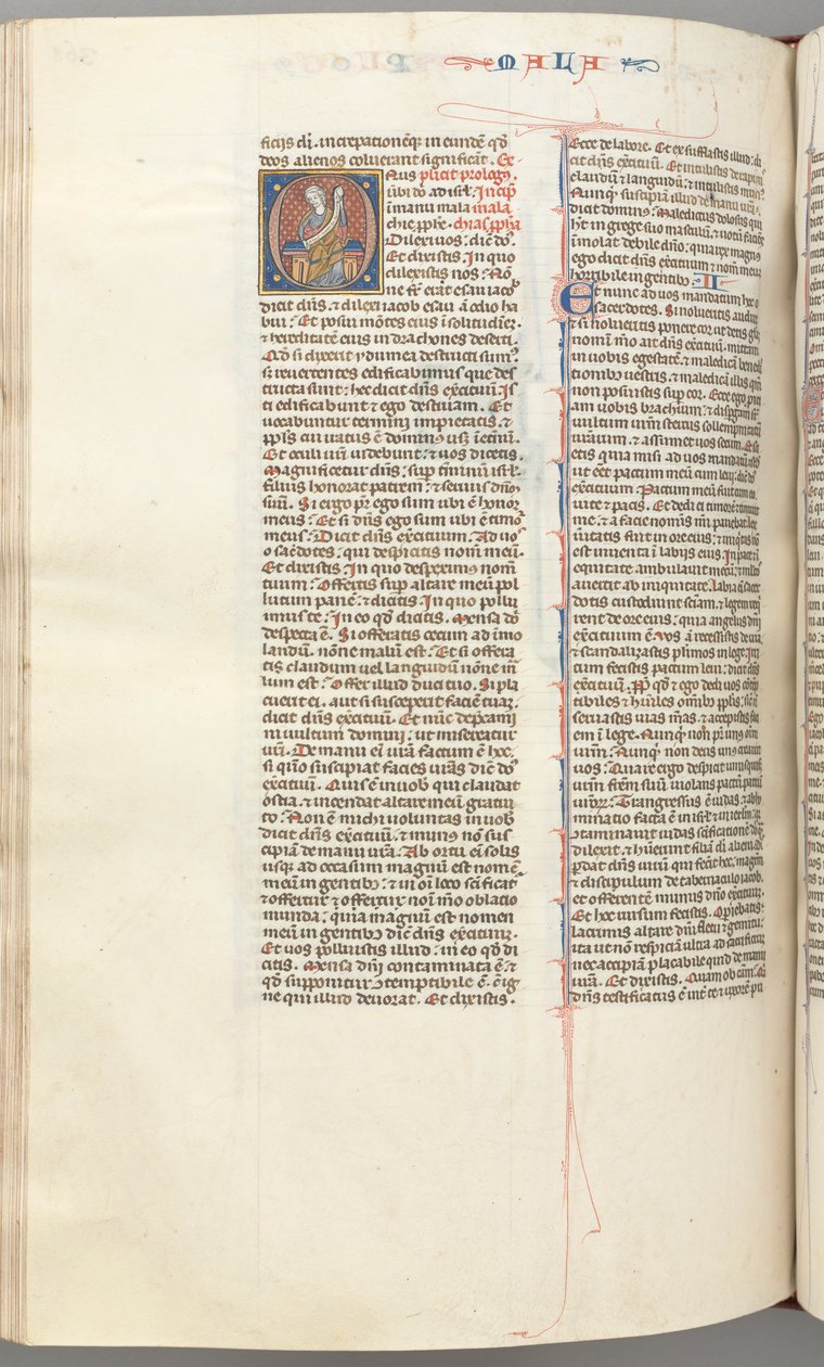 Fol. 368v, Malachi, historiierte Initiale O, Malachi sitzt mit einer Schriftrolle, ca. 1275-1300 von Unbekannt