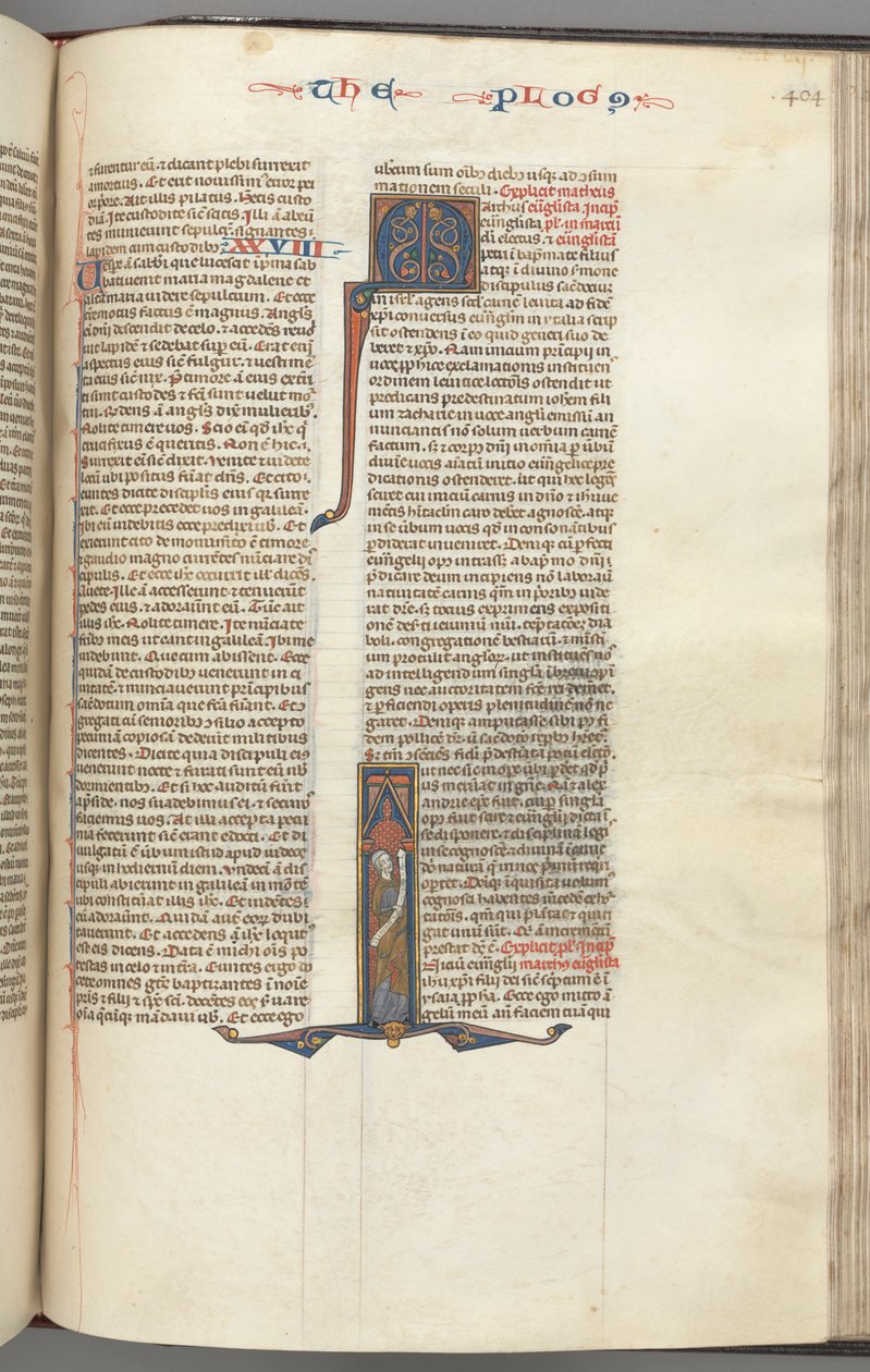 Fol. 404r, Markus, historiierte Initiale I, Markus mit einer Schriftrolle, ca. 1275-1300 von Unbekannt