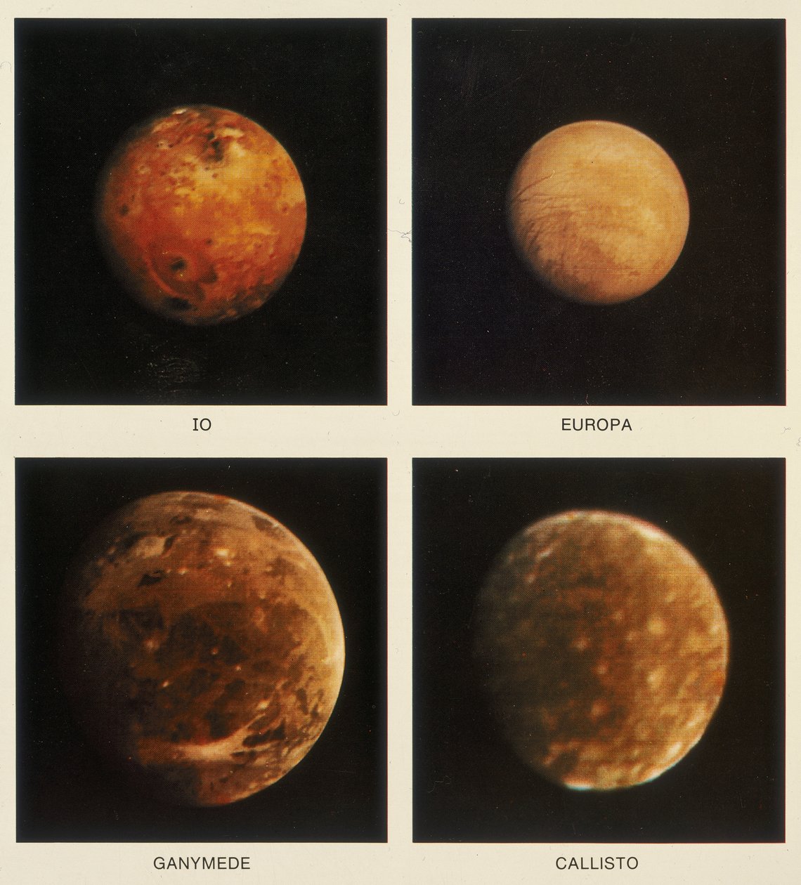 Vier Monde des Jupiter. Io, Europa, Ganymed und Kallisto, 1979 von Unbekannt