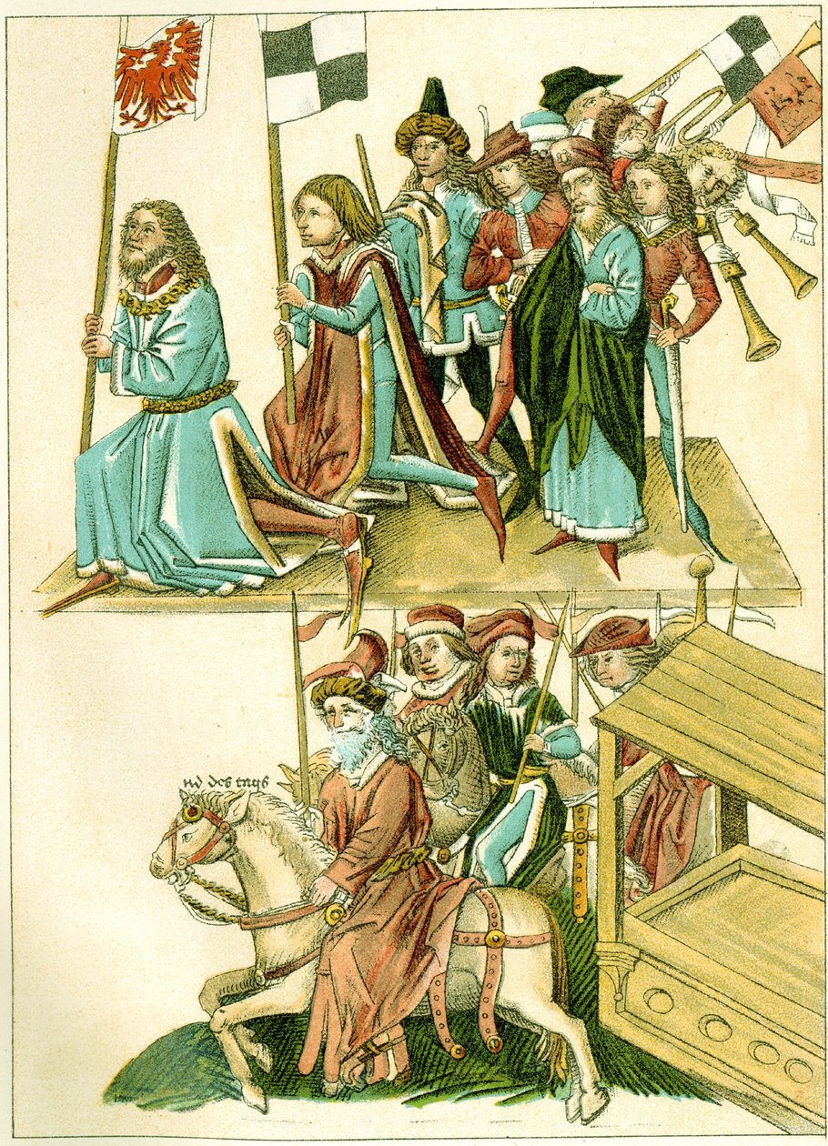 Friedrich I. erhält Brandenburg Kopie einer Illustration aus der Richentals illustrierten Chronik, um 1440 von Unbekannt