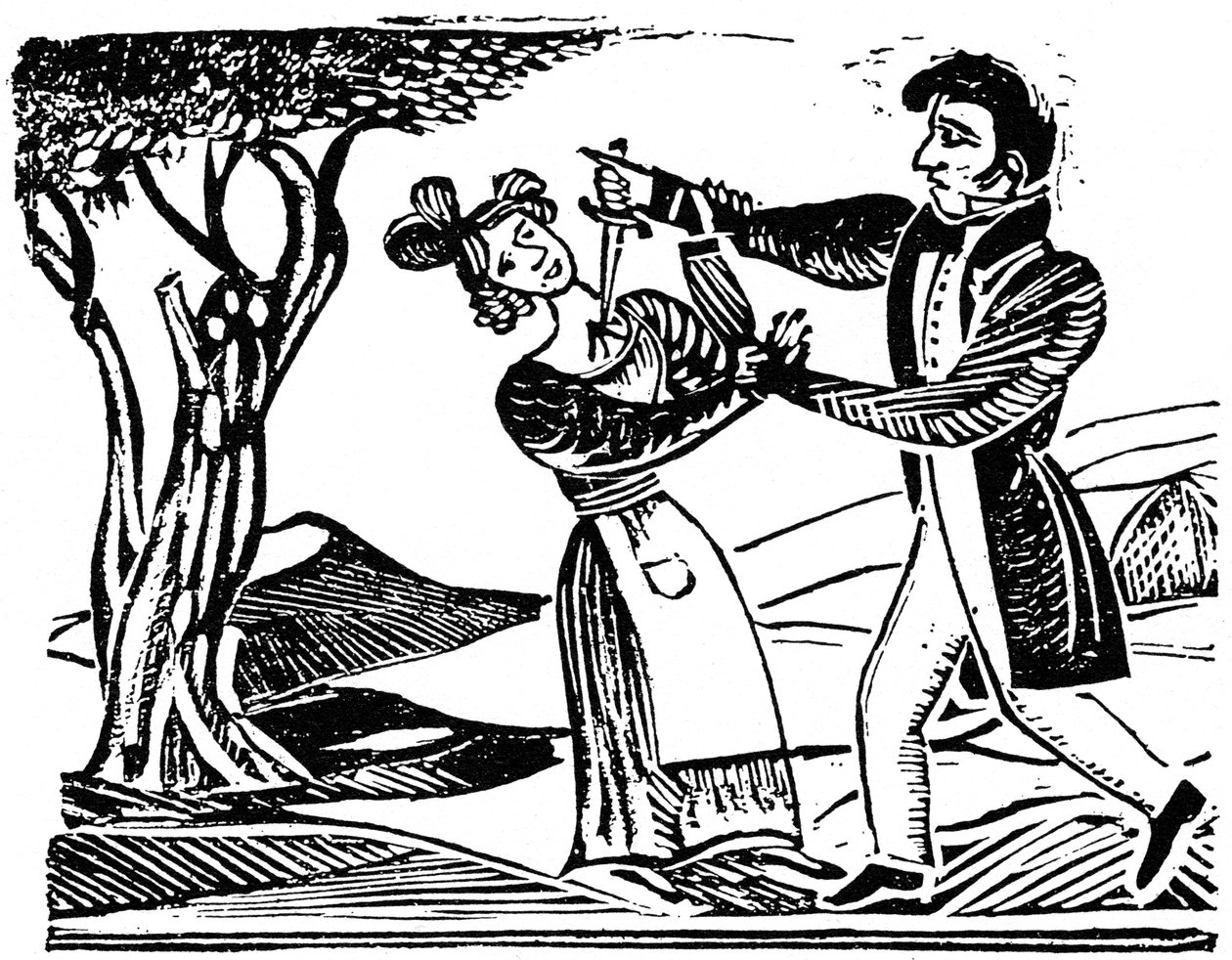 Französischer populärer Holzschnitt zur Darstellung von Morden, ca. 1840 1964 von Unbekannt