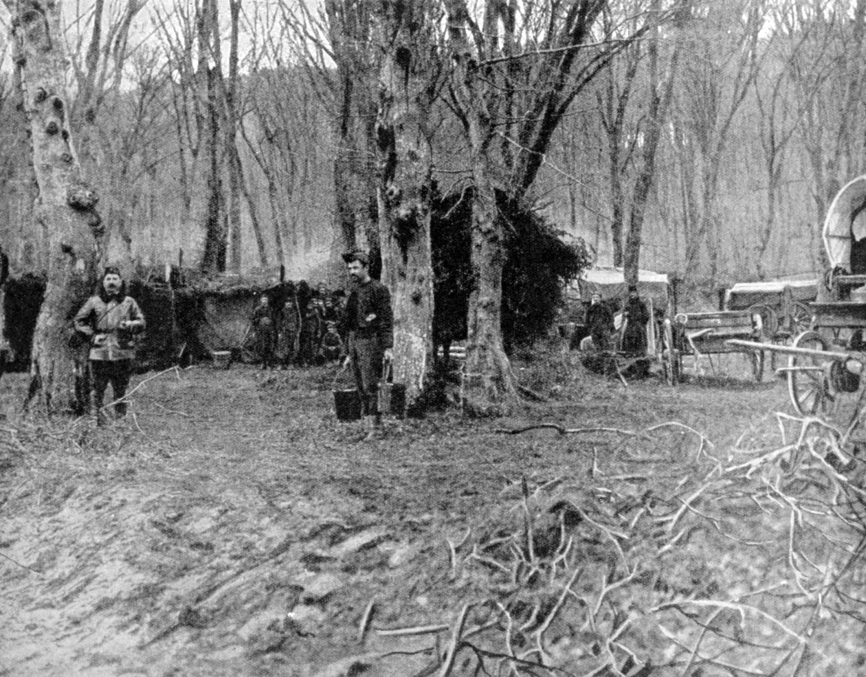 Französischer Rastplatz und Suppenküche hinter den Linien, Erster Weltkrieg, 1915 von Unbekannt