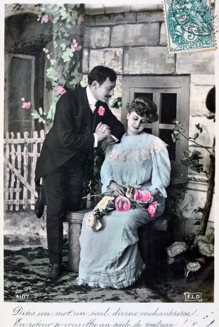 Französische romantische Postkarte, ca. 1900 von Unbekannt