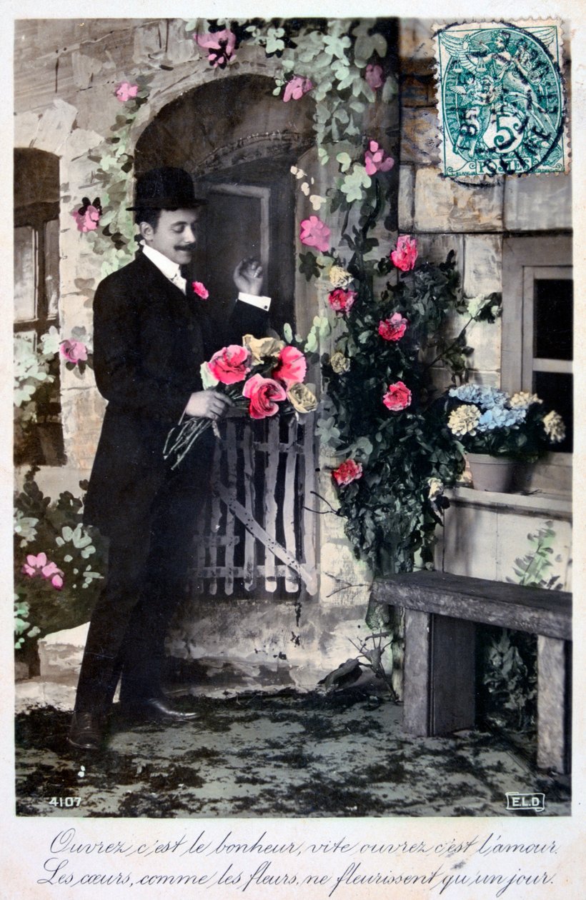 Französische romantische Postkarte, ca. 1900 von Unbekannt