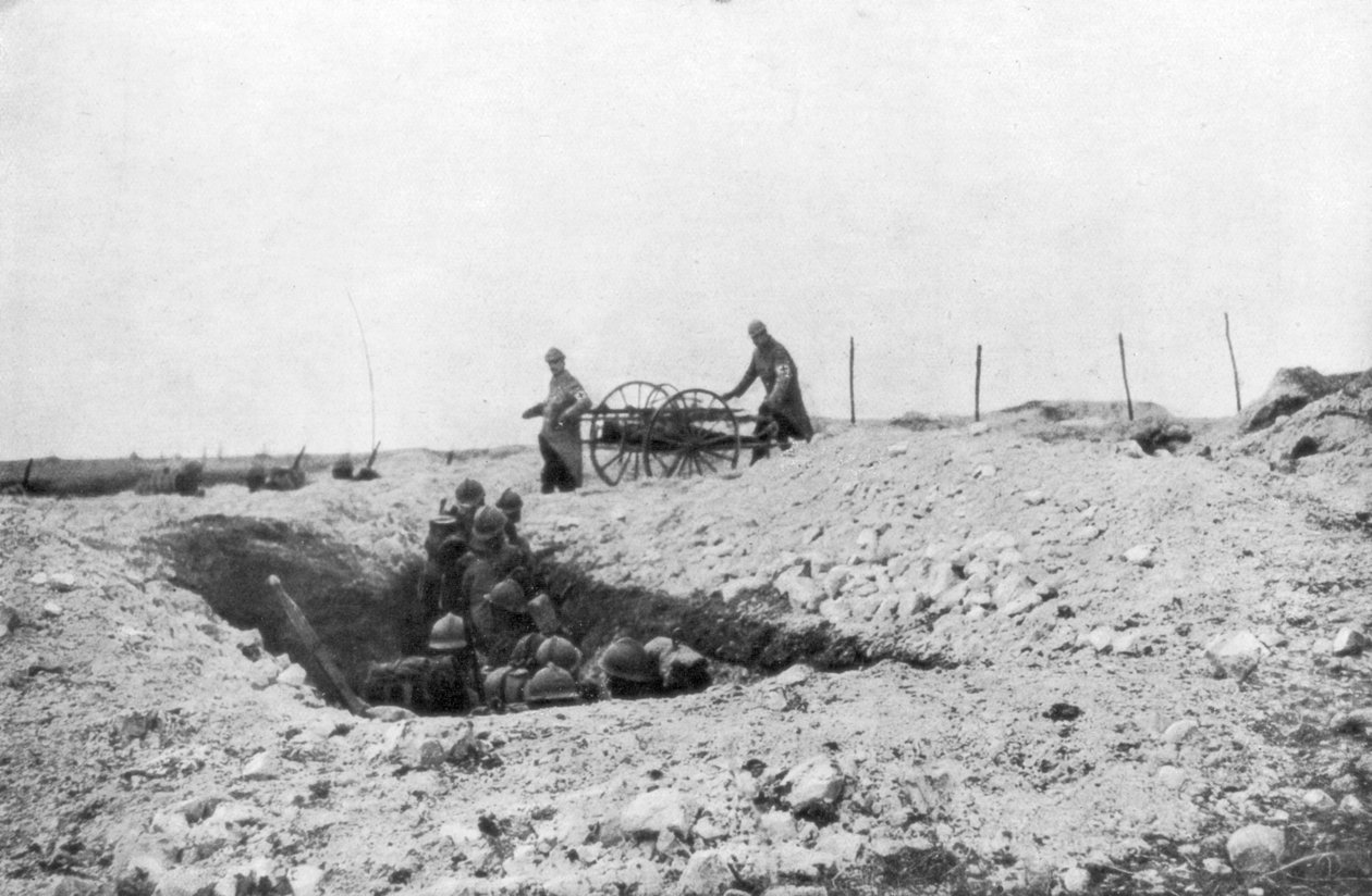 Französische Soldaten in einem Schützengraben, Zweite Schlacht von Champagne, Frankreich, 25. September - 6. November 1915 von Unbekannt