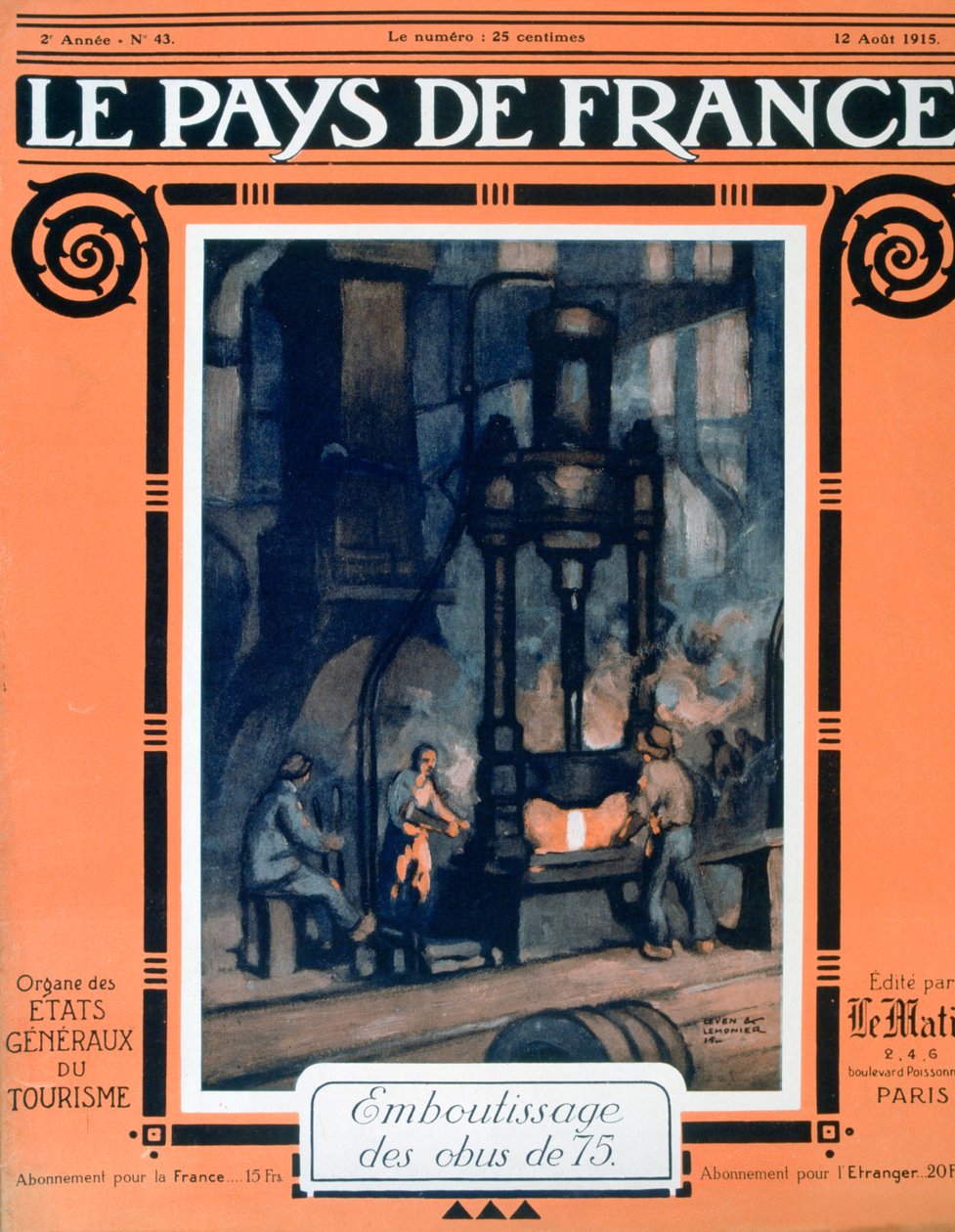Titelseite von Le Pays de France, 12. August 1915 von Unbekannt