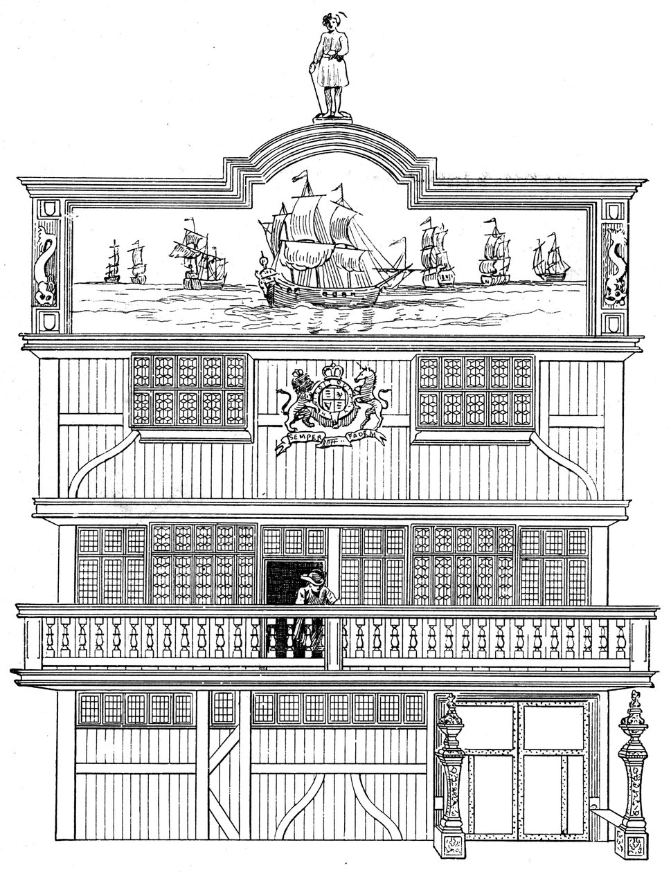 Vorderseite des alten East India House, London, 1894 von Unbekannt
