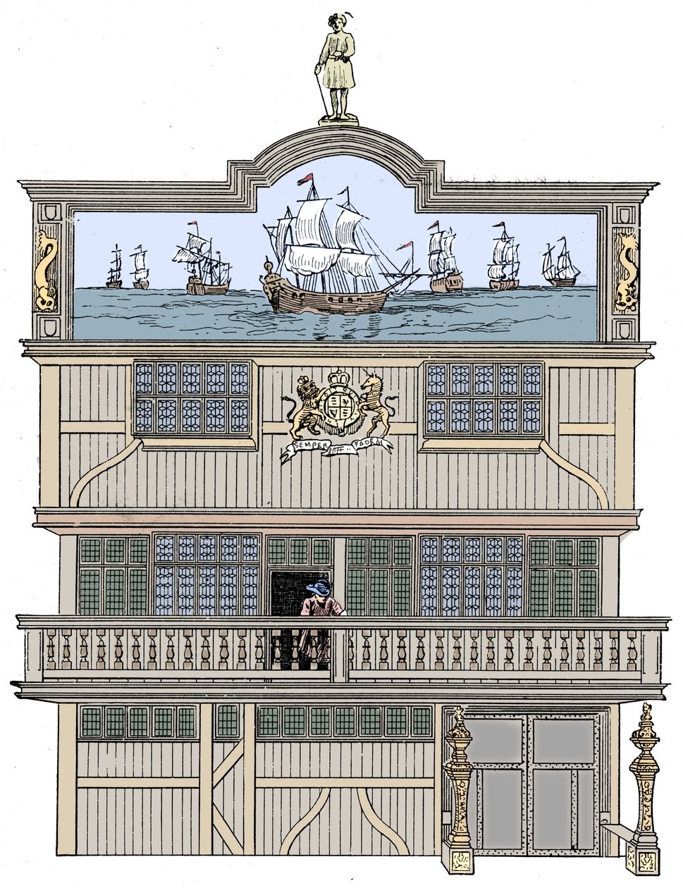 Vorderseite des alten East India House, London, 1894 von Unbekannt