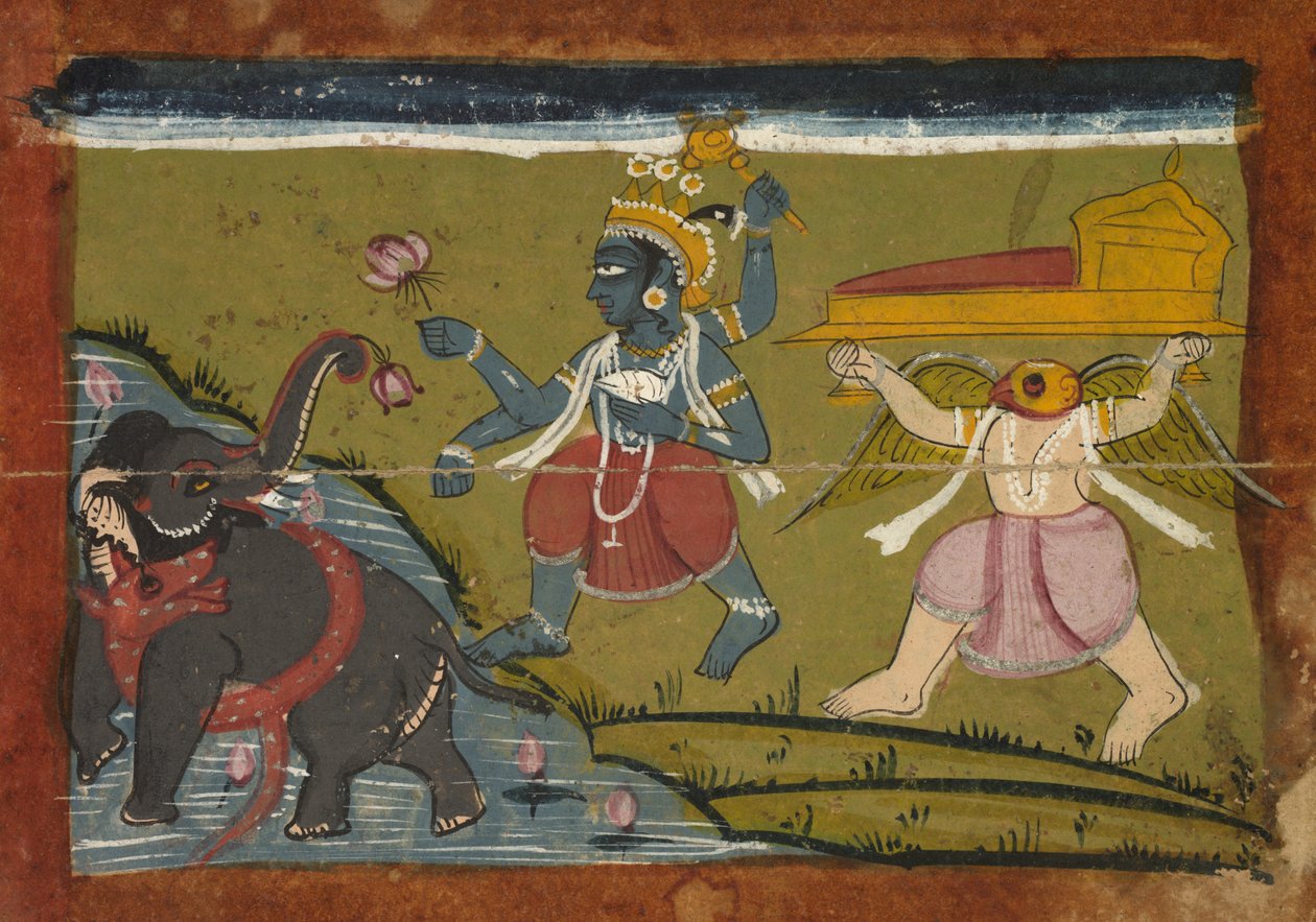 Gajendra Moksha: Die Erlösung des Königs der Elefanten, 1800er Jahre von Unbekannt