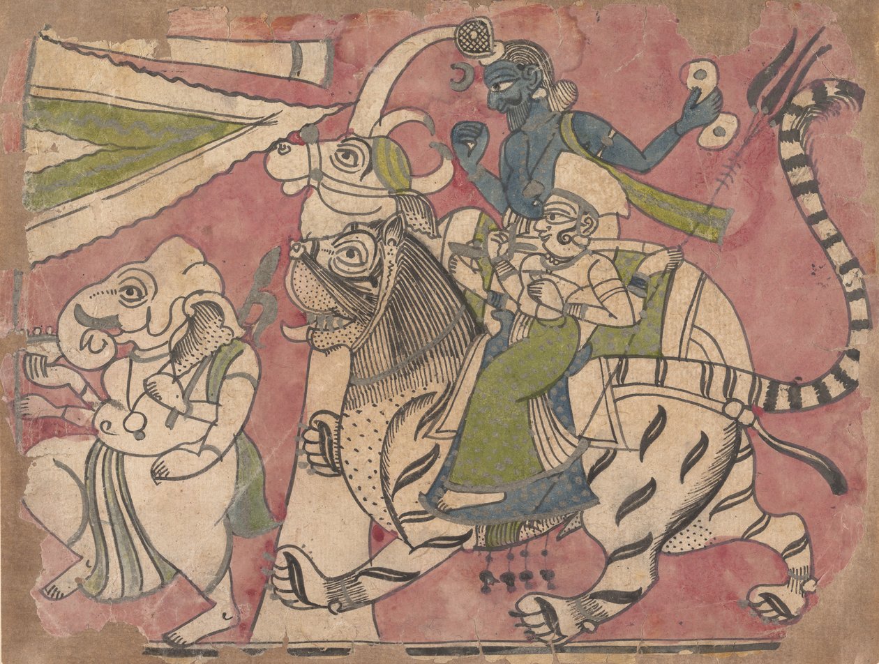 Ganesha führt Shiva und Durga in einer Prozession, 18. Jahrhundert von Unbekannt