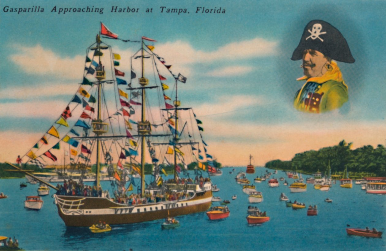 Gasparilla nähert sich dem Hafen von Tampa, Florida, ca. 1940er Jahre von Unbekannt