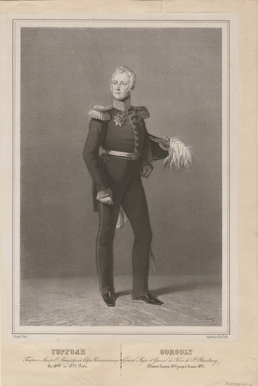 General Iwan Sawwitsch Gorgoli, Chef der Polizei von St. Petersburg, 1822 von Unbekannt