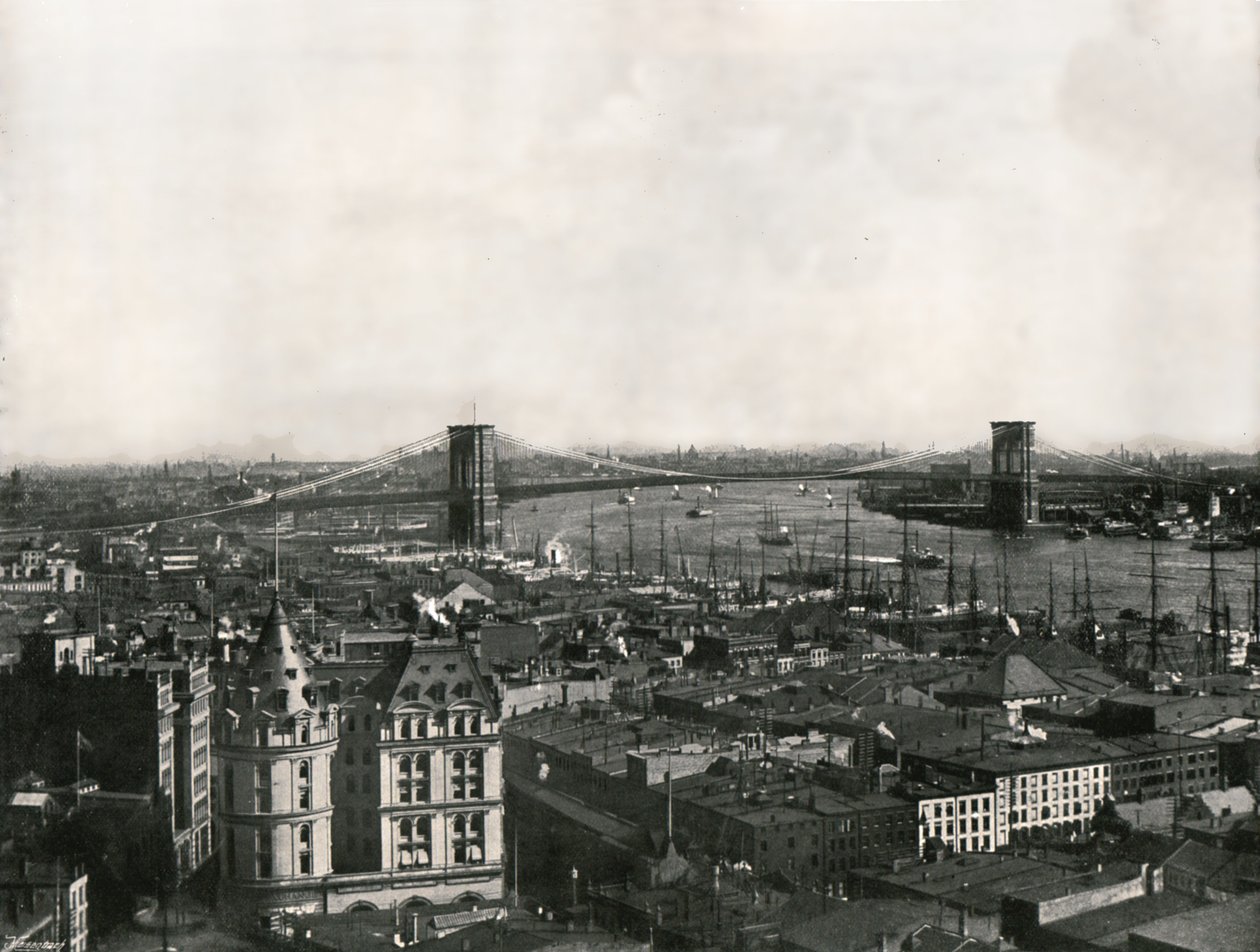 Gesamtansicht der Brooklyn Bridge, New York, USA, 1895 von Unbekannt