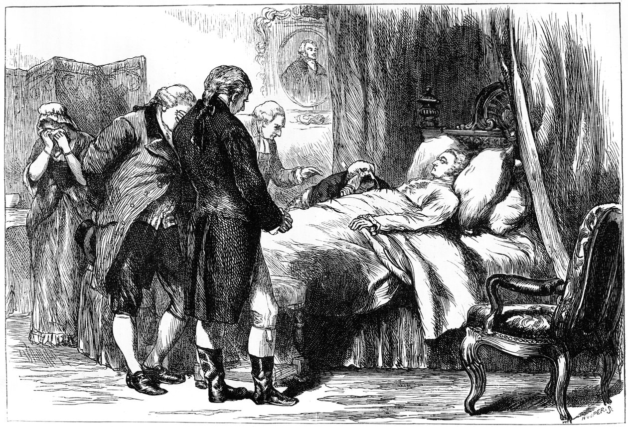 George Washington auf seinem Sterbebett, Mount Vernon, Virginia, USA, 1799 ca. 1880 von Unbekannt