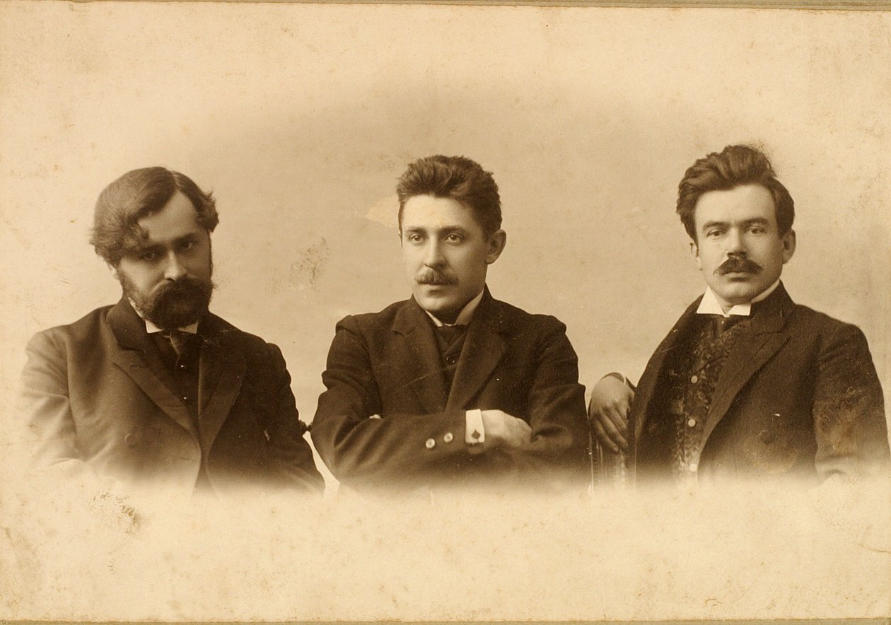 Georgy Chulkov, Vasili Milioti und Genrich Tasteven, russische Schriftsteller, 1900er Jahre von Unbekannt