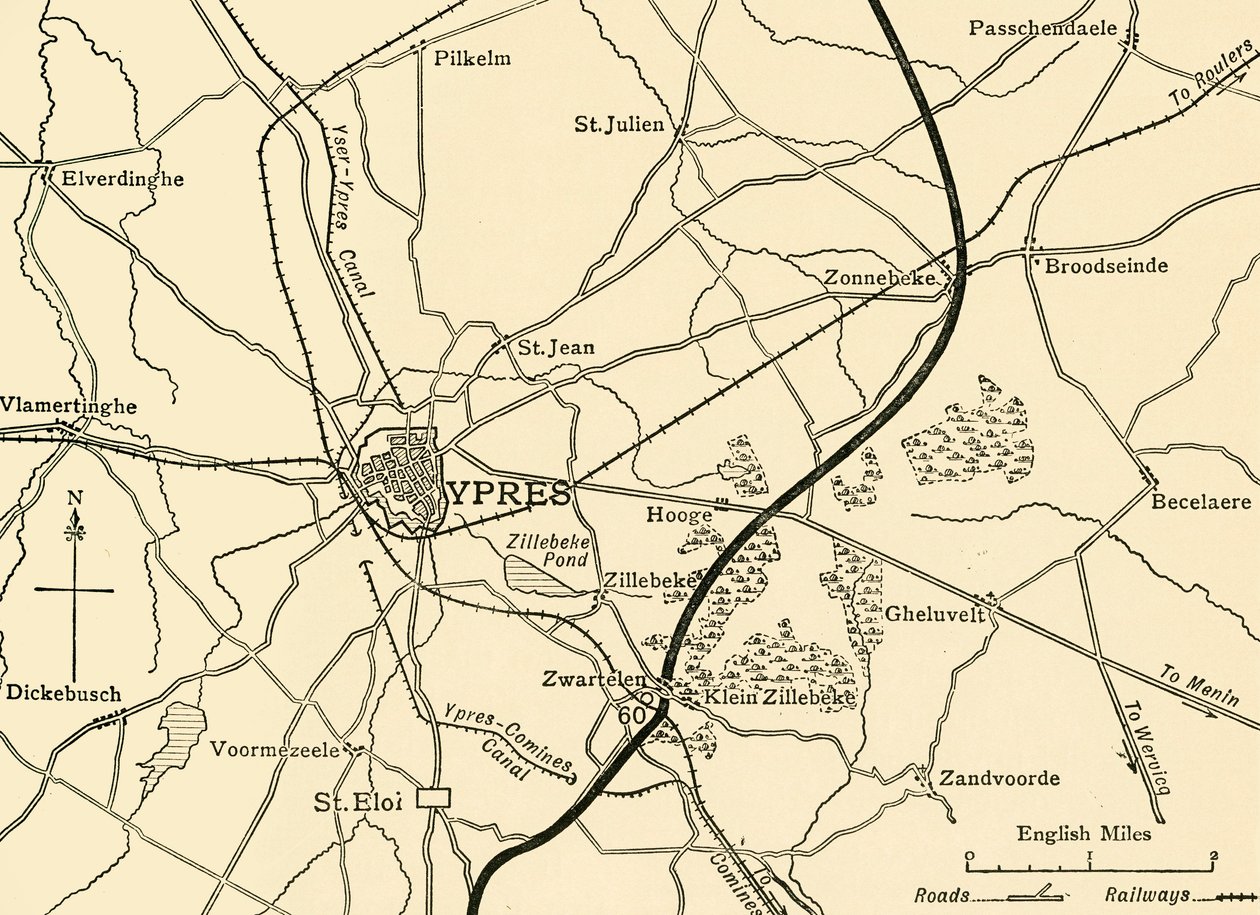 Deutsche Stellungen bei Ypern, Flandern, Erster Weltkrieg von Unbekannt