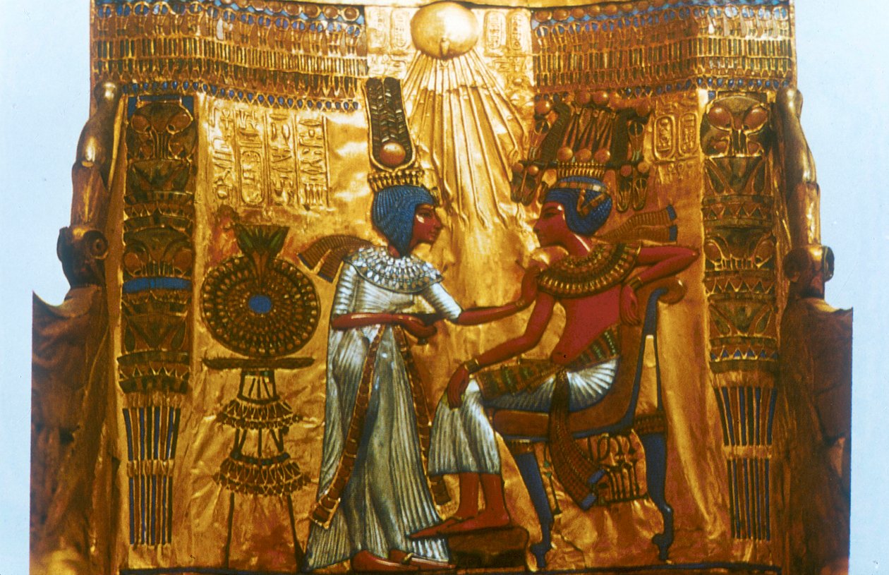 Goldener Thron von Tutanchamun, altägyptisch, 18. Dynastie, Neues Reich, 14. Jahrhundert v. Chr. von Unbekannt