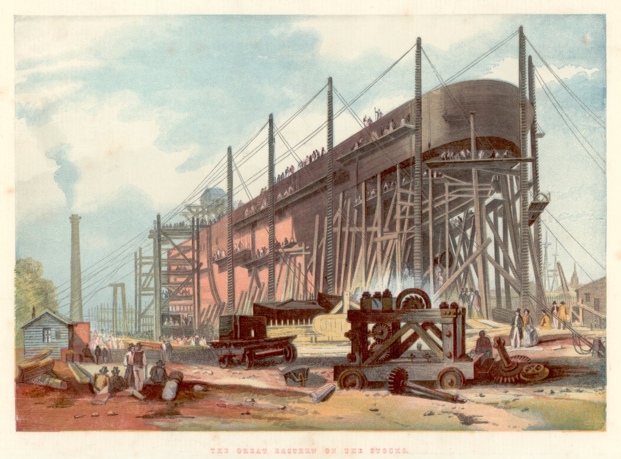 Great Eastern auf den Stocks in Millwall an der Themse, 1857 von Unbekannt