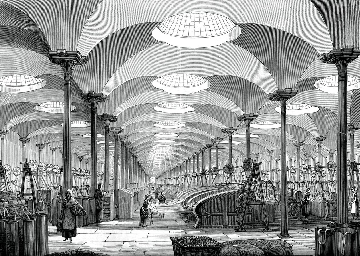 Großer Saal in der Flachsmühle von Messrs Marshall, Leeds, ca. 1880 von Unbekannt