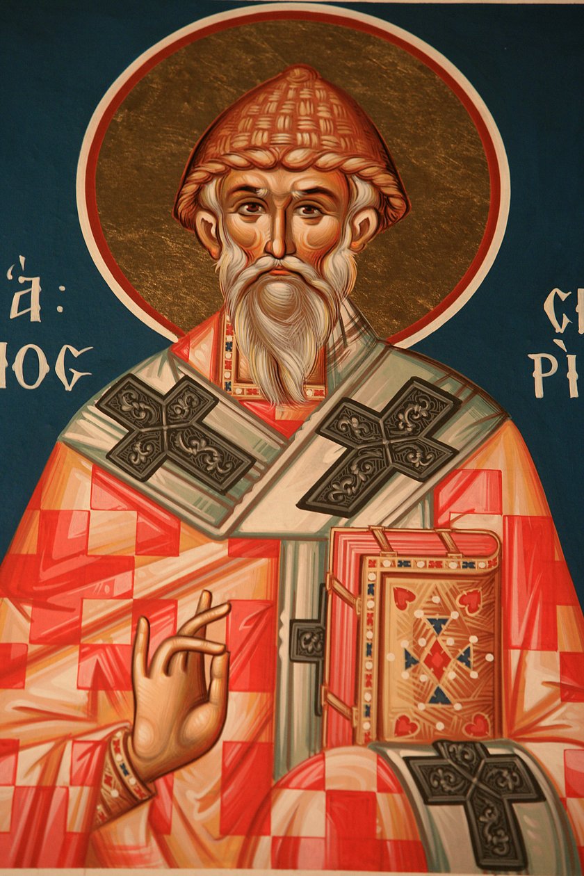 Griechisch-orthodoxe Ikone, die den Heiligen Spiridon darstellt, Thessaloniki, Griechenland von Unbekannt